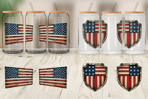 Glass Can Rustic 4th of July Sublimation artnoy 