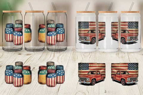 Glass Can Rustic 4th of July Sublimation artnoy 