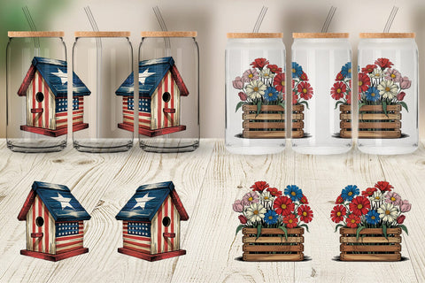 Glass Can Rustic 4th of July Sublimation artnoy 