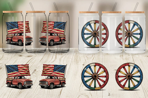 Glass Can Rustic 4th of July Sublimation artnoy 