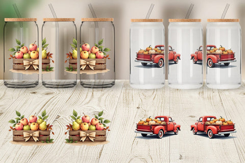 Glass Can Rustic Autumn Charm Sublimation artnoy 