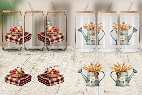 Glass Can Rustic Autumn Charm Sublimation artnoy 