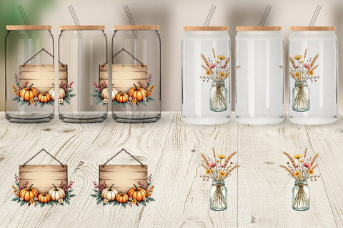 Glass Can Rustic Autumn Charm Sublimation artnoy 