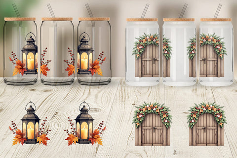 Glass Can Rustic Autumn Charm Sublimation artnoy 