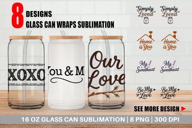 Glass Can Rustic Farmhouse Valentine Quotes Sublimation artnoy 