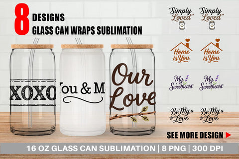 Glass Can Rustic Farmhouse Valentine Quotes Sublimation artnoy 