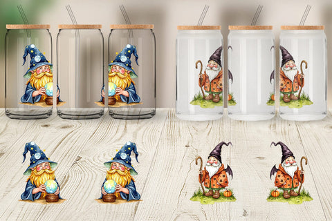 Glass Can Rustic Halloween Gnomes Sublimation artnoy 