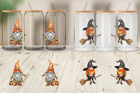 Glass Can Rustic Halloween Gnomes Sublimation artnoy 