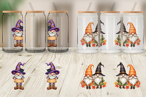 Glass Can Rustic Halloween Gnomes Sublimation artnoy 