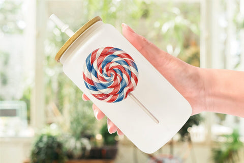 Glass Can Rustic July 4th Patchwork Sweets Sublimation artnoy 
