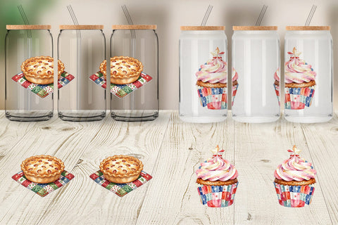 Glass Can Rustic July 4th Patchwork Sweets Sublimation artnoy 