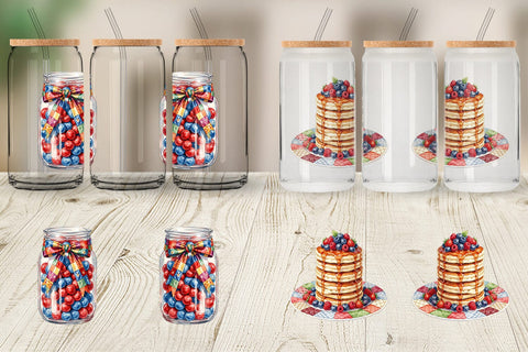 Glass Can Rustic July 4th Patchwork Sweets Sublimation artnoy 