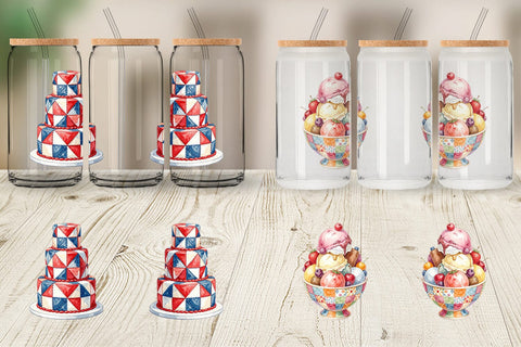Glass Can Rustic July 4th Patchwork Sweets Sublimation artnoy 