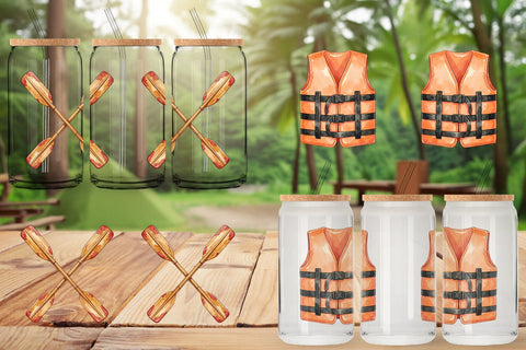 Glass Can Rustic Lake Adventure Watercolor Sublimation artnoy 