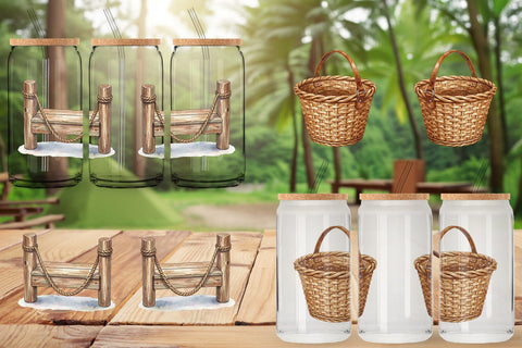 Glass Can Rustic Lake Adventure Watercolor Sublimation artnoy 