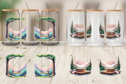 Glass Can Rustic Mountain Escape Sublimation artnoy 