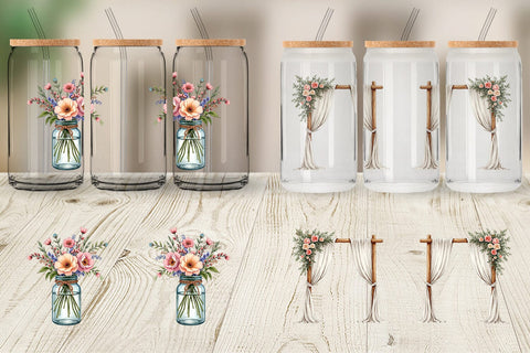 Glass Can Rustic Romance Wedding Decor Elements Sublimation artnoy 