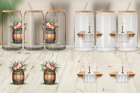Glass Can Rustic Romance Wedding Decor Elements Sublimation artnoy 