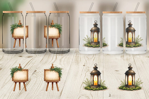 Glass Can Rustic Romance Wedding Decor Elements Sublimation artnoy 