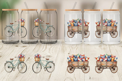 Glass Can Rustic USA Patchwork Vehicle Sublimation artnoy 