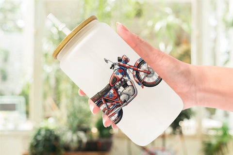 Glass Can Rustic USA Patchwork Vehicle Sublimation artnoy 