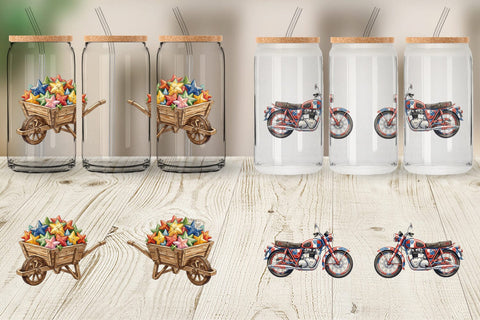 Glass Can Rustic USA Patchwork Vehicle Sublimation artnoy 