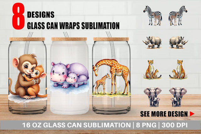 Glass Can Safari Love Sublimation artnoy 