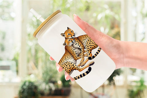 Glass Can Safari Sweethearts Watercolor Sublimation artnoy 