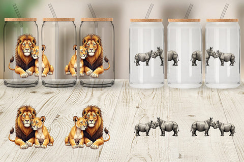 Glass Can Safari Sweethearts Watercolor Sublimation artnoy 