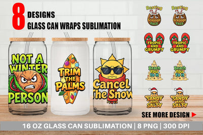 Glass Can Salty Tropical Christmas Sarcastic Quotes Sublimation artnoy 
