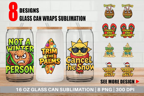 Glass Can Salty Tropical Christmas Sarcastic Quotes Sublimation artnoy 