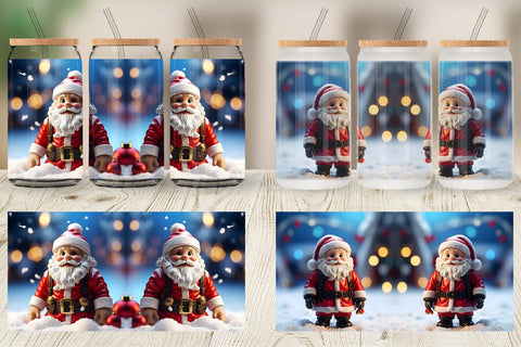 Glass Can Santa Claus Christmas Sublimation artnoy 