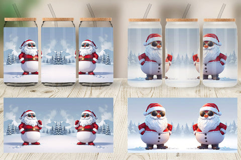 Glass Can Santa Claus Christmas Sublimation artnoy 