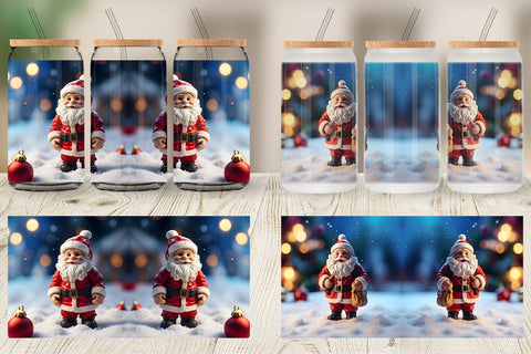 Glass Can Santa Claus Christmas Sublimation artnoy 