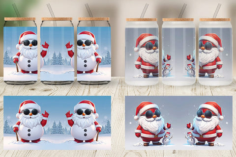 Glass Can Santa Claus Christmas Sublimation artnoy 