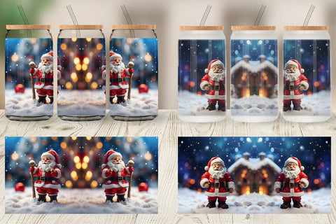 Glass Can Santa Claus Christmas Sublimation artnoy 