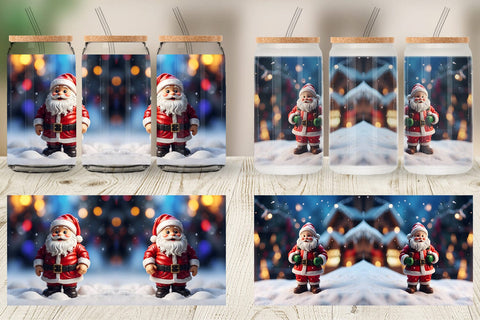 Glass Can Santa Claus Christmas Sublimation artnoy 
