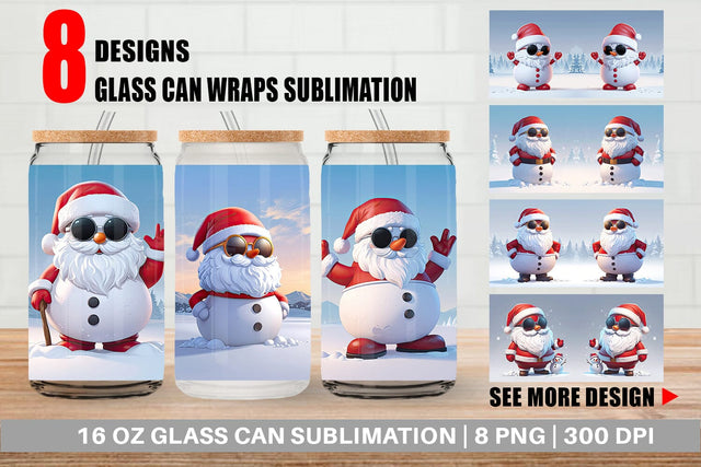 Glass Can Santa Claus Christmas Sublimation artnoy 