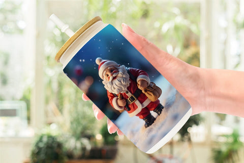 Glass Can Santa Claus Christmas Sublimation artnoy 