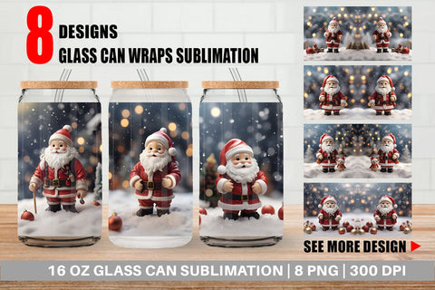 Glass Can Santa Claus Doll Sublimation artnoy 
