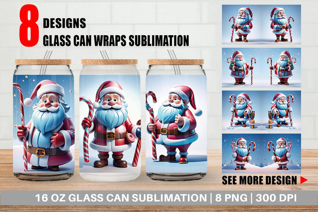Glass Can Santa Claus Sublimation artnoy 