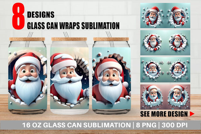 Glass Can Santa Claus Sublimation artnoy 