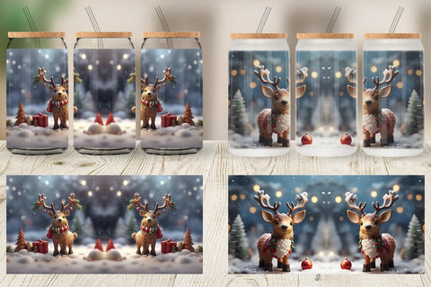 Glass Can Santa Elk Christmas Sublimation artnoy 
