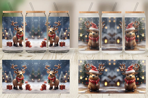 Glass Can Santa Elk Christmas Sublimation artnoy 
