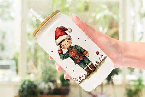 Glass Can Santa Hat Whimsy Sublimation artnoy 
