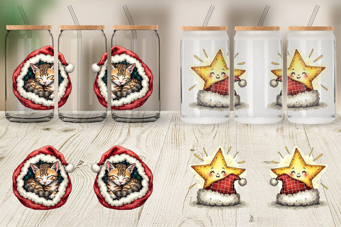 Glass Can Santa Hat Whimsy Sublimation artnoy 