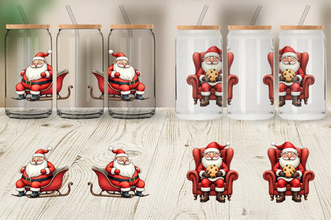 Glass Can Santa's Quirky Workshop Watercolor Sublimation artnoy 
