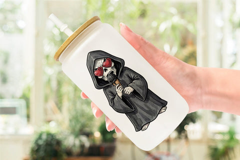 Glass Can Sarcastic Aloha Reaper Watercolor Sublimation artnoy 
