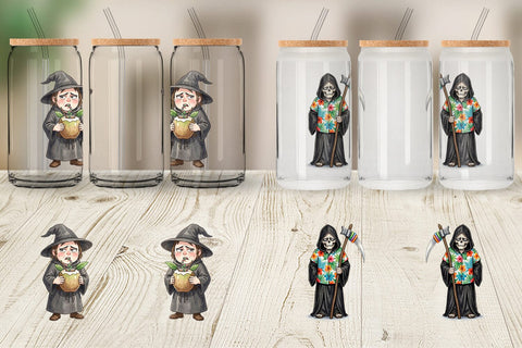 Glass Can Sarcastic Aloha Reaper Watercolor Sublimation artnoy 