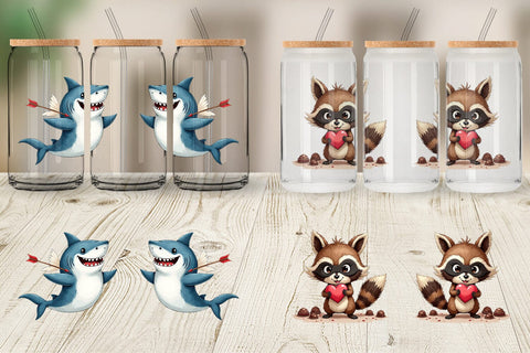 Glass Can Sarcastic Animals Valentine Cynical Critters Watercolor Sublimation artnoy 